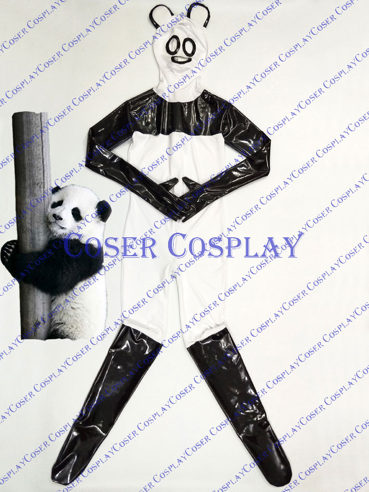 2019 Cute Panda Full Body Zentai Kids Halloween Costumes PVC 0428